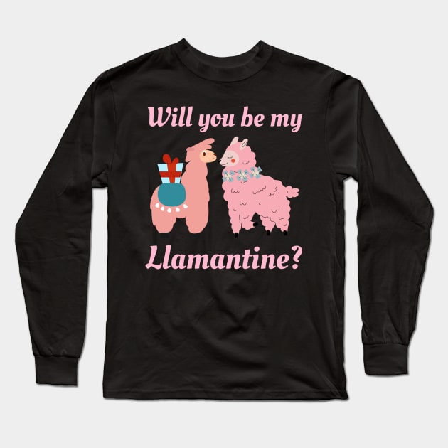 Will You Be My Llamentine Long Sleeve T-Shirt by Famgift